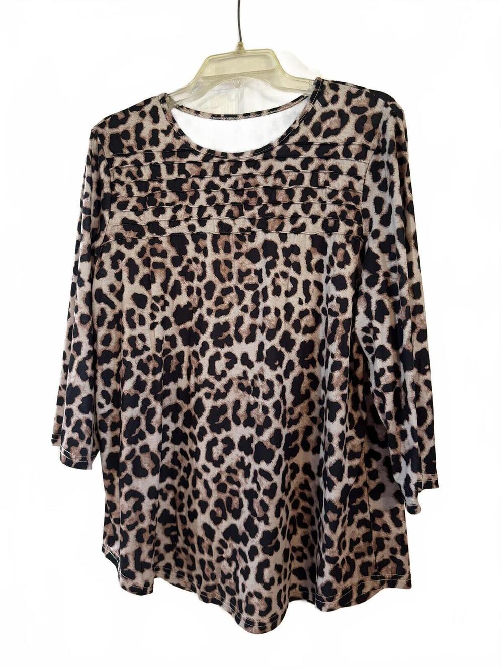 Leopard Print Long Sleeve Tunic Top